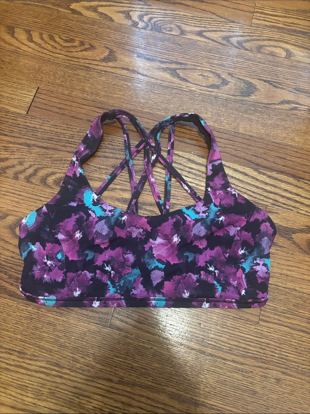 Crisscross Floral Sports Bra